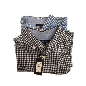 Two Tommy Hilfiger Mens Button Up Shirts - Size Large TALL - NEW